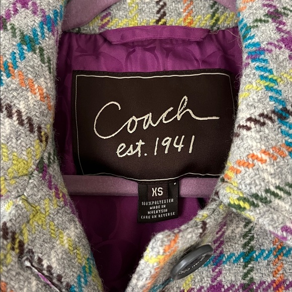 🎉Host Pick!🎉Coach 100% Wool Plaid Women's Pea Coat - Picture 3 of 10